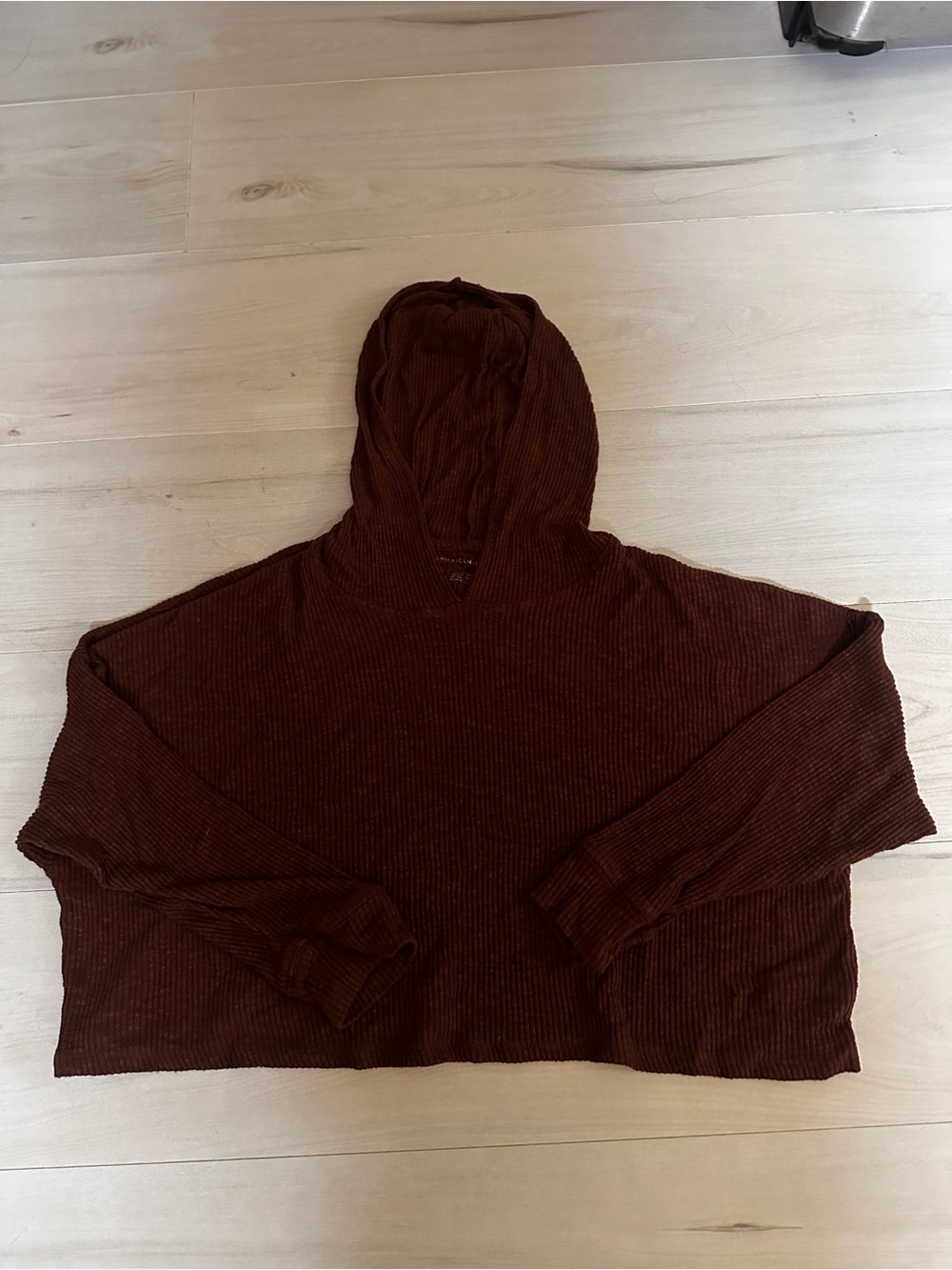 American Eagle Outfitters Brown Ribbed Hoodie Sweater Size XS 0138